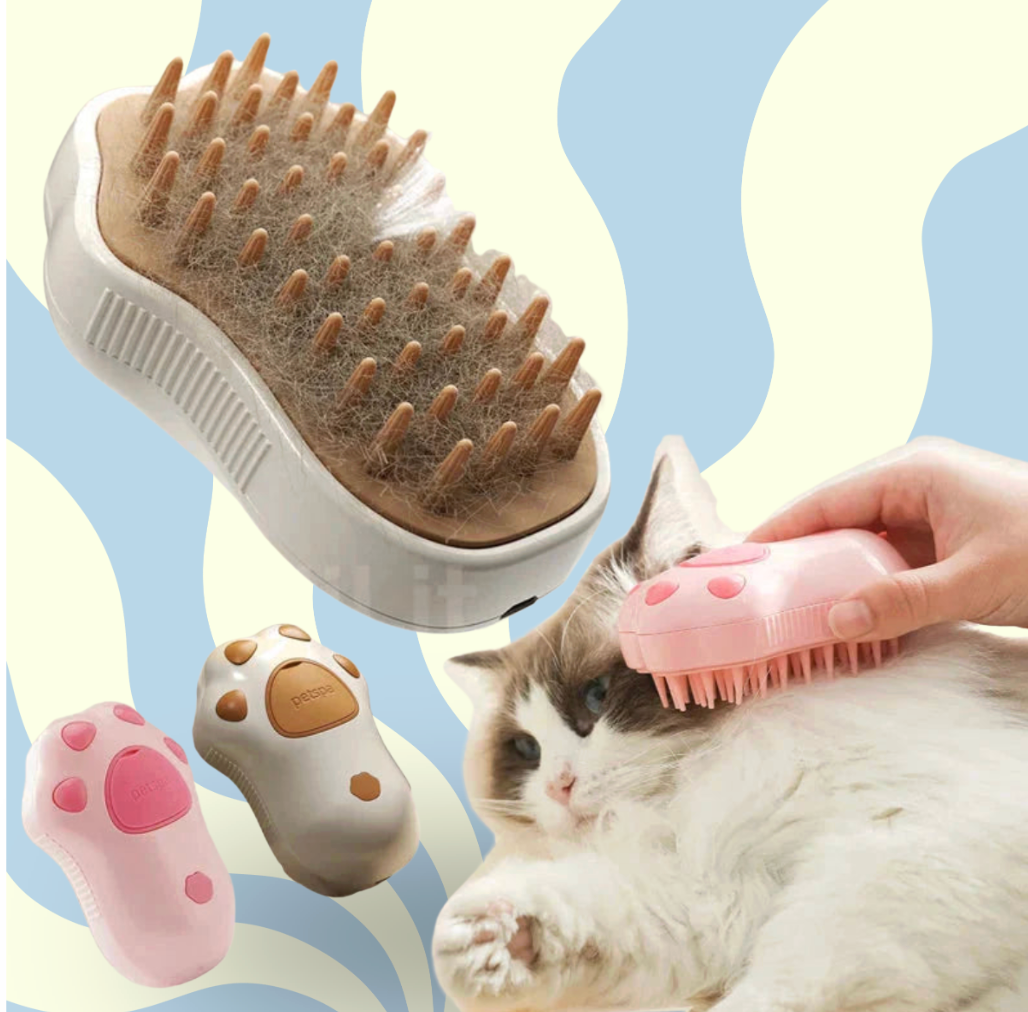Electric Cat Steam Brush – 3-In-1 Pet Grooming Comb with Water Spray for Cats and Dogs, USB Rechargeable